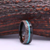Wood Ring - Ebony Wood Antler & Turquoise - Rings By Pristine